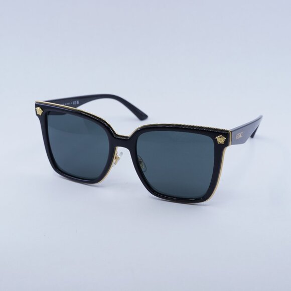 Versace VE2278D GB1/87 Sunglasses Black Square Frame, Dark Grey Lenses